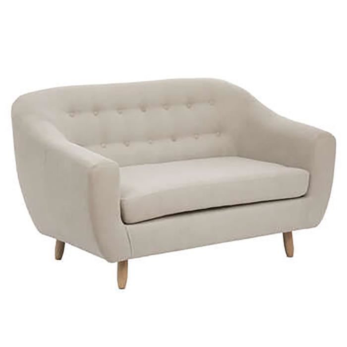 Canapé 2 places en bois de pin et panneau de particules coloris Beige lin - Longueur 150 x Profondeur 82 x Hauteur 87 cm Canapé 2 places en bois de pin et panneau de particules coloris Beige lin - Longueur 150 x Profondeur 82 x Hauteur 87 cm