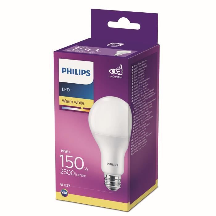 Philips Lighting ampoule LED Equivalent 150W A67 E27 Blanc chaud non dimmable verre