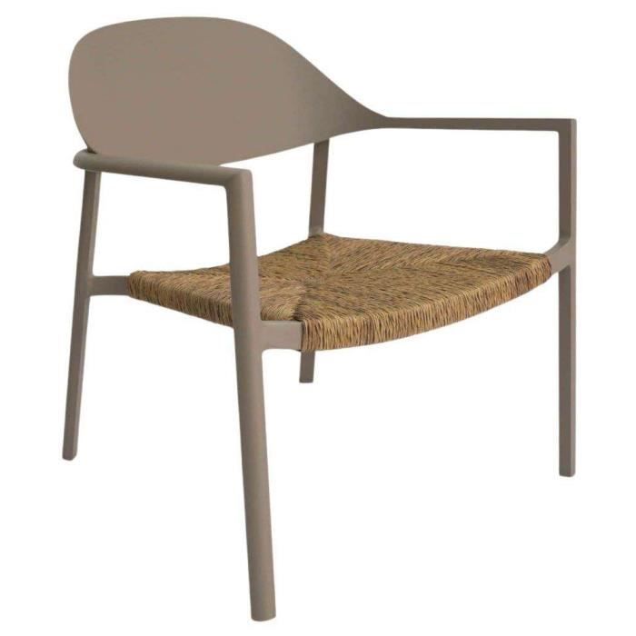 fauteuil de jardin lounge en aluminium et résine bage sable, beige