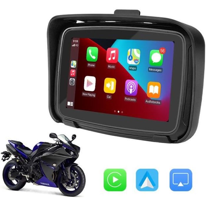 GPS Navigation moto PRUMYA Carplay sans fil Android Auto 5 pouces Portable IPX7 étanche Microphone et haut-parleur intégrés