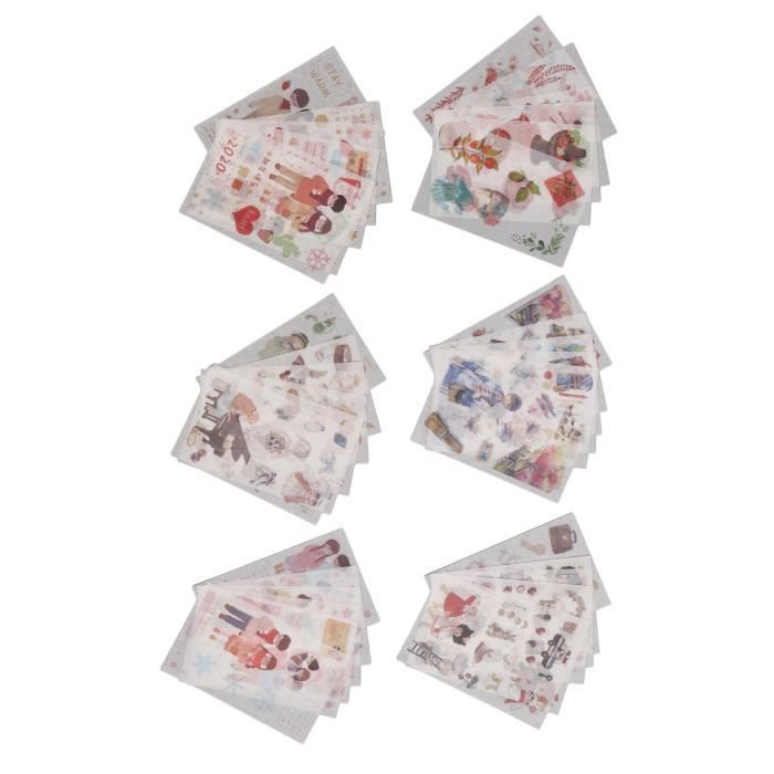 Qiilu Scrapbook Paper Stickers 36 Feuilles Scrapbook Papier Autocollants  Semi Transparent Flexible Réutilisable Japon Papier