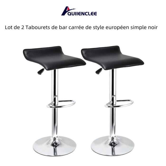 Lot De 2 Tabourets De Bar Noirs - Hauteur Réglable De 60 à 80 Cm - Occasion