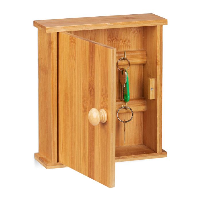 Boîte à Clés Murale En Bois, Avec 6 Crochets à Suspendre Pour Clés, Boîte De Clés En Bois Armoire à Clés, Accessoire Parfait Pour La Maison (Blanc