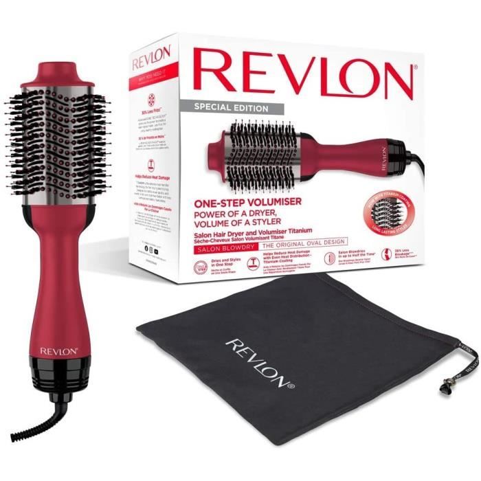 REVLON RVDR5279UKE – Brosse séchante volumisante Titane ovale - Technologie Ionique - Picots mixtes - 3 réglages de chauffe