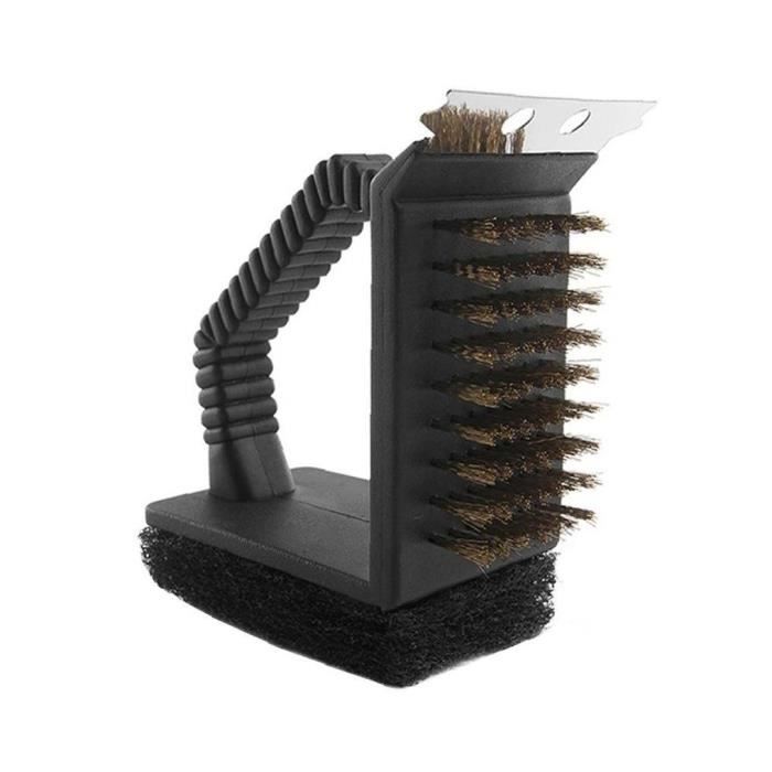 Kit De Nettoyage BBQ 3 Pièces – Brosse, Éponge Et Grattoir, Pour Grilles Et Barbecue Extérieur