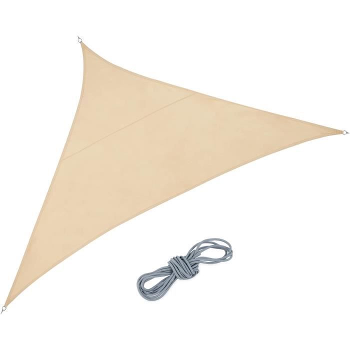 Voile D'ombrage Triangulaire 3x3x3 M - Tissu Polyester Imperméable, Protection UV 95% - Pour Terrasse, Jardin, Balcon
