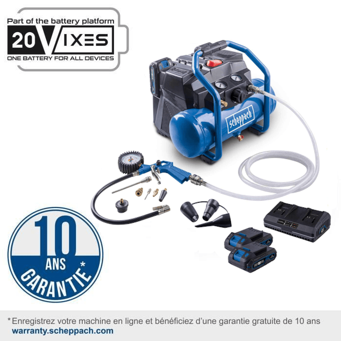 Scheppach Compresseur sans fil avec starterkit 2Ah + batterie 2Ah C-ACT160/6-X - Set 2.5