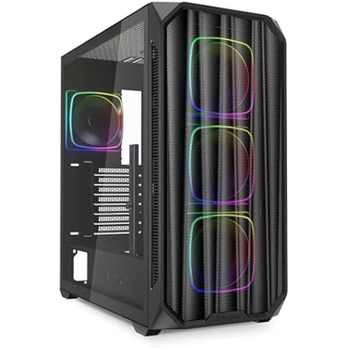 Boîtier PC ATX - SHARKOON - AK5M RGB - 4 Ventilateurs PWM RGB - Supporte 11 Ventilateurs - Design Spacieux
