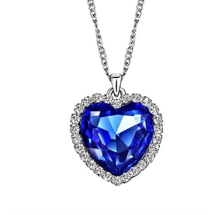 Collier Coeur De L Ocean Collier Titanic Coeur Cristal Bleu Et