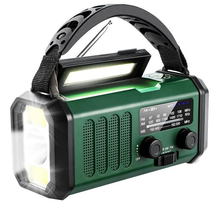 Radio Urgence 30000mAh - Manivelle, Solaire, USB | AM/FM, Bluetooth, Lampe LED, SOS | Pour Outdoor