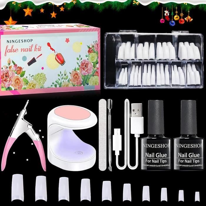Kit Capsule Ongle 700 Pcs French Acrylique Mini Lampe