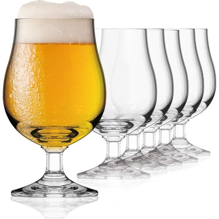 Lot De 4 Verres à Bière San Miguel 568 Ml - Verres à Pied Avec Socle Nucléé, Lavables Au Lave-vaisselle - 3