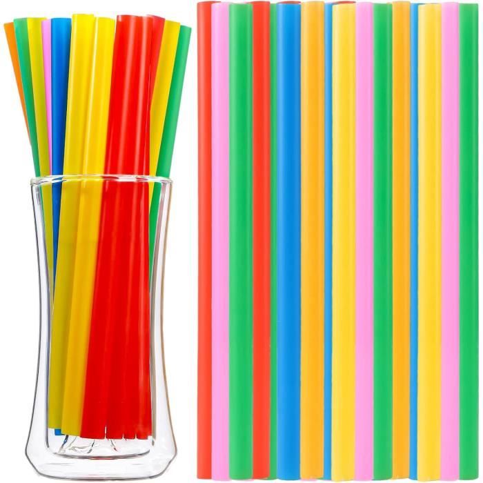 Lot de 20 pailles pliées réutilisables en silicone avec brosse de nettoyage | Paille de qualité