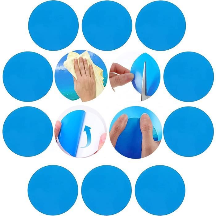 Kit De Rustines Piscine Gonflable 20 Pièces - Autocollant PVC - Rond Et Carré - Réparation Bateau, Kayak