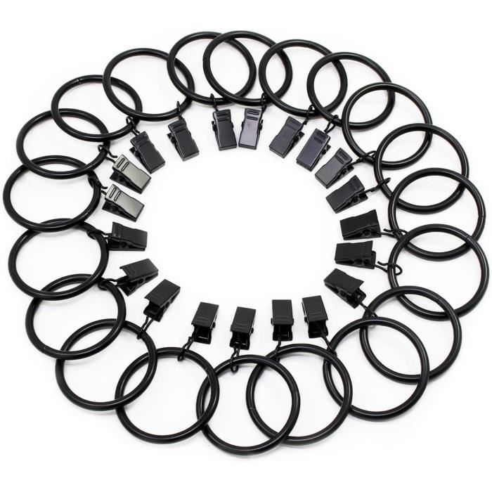 RIDEAU - DOUBLE RIDEAUX Anneaux De Rideau 50 Pièces Avec Clips