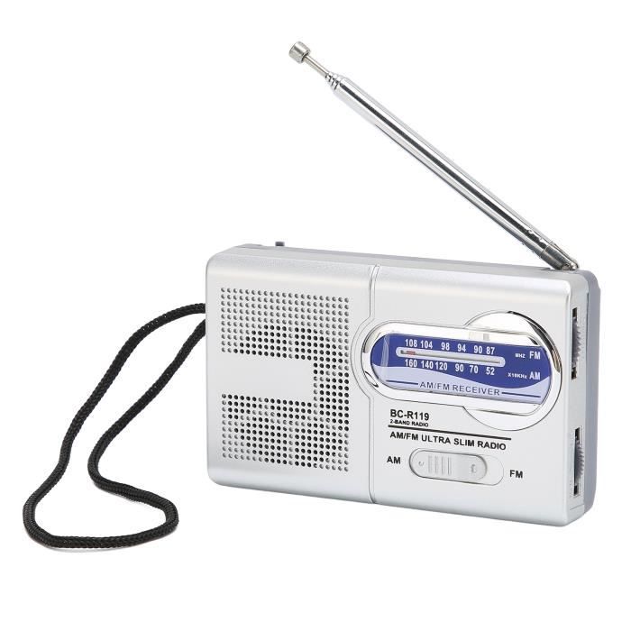 Tbest Radio portable Radio de Poche Portable AM/FM Radio à Piles  Multifonction Gris Argent Classique pour Maison Randonnée - Cdiscount TV  Son Photo