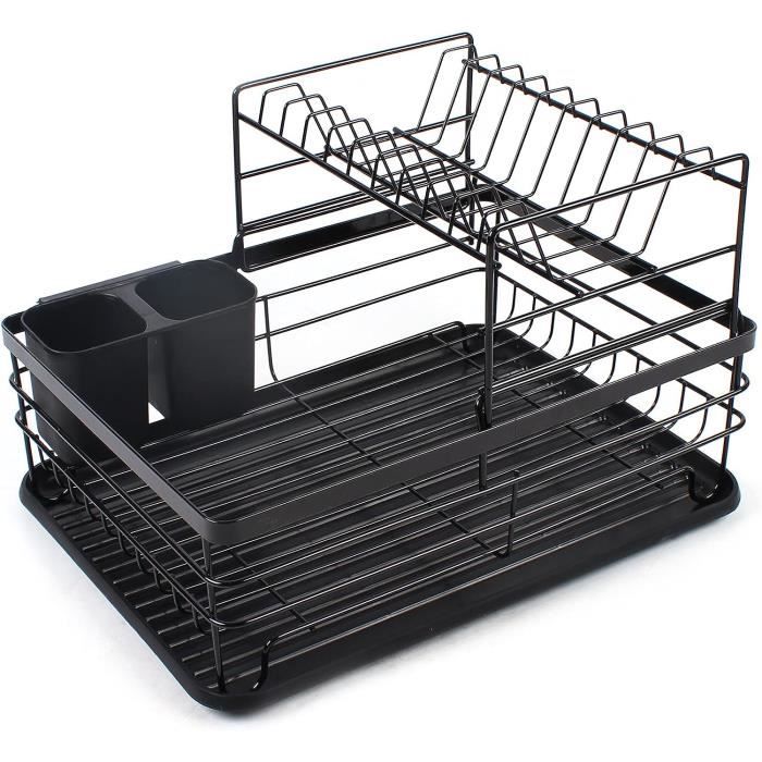 Égouttoir Vaisselle Niffgaff Noir - 37.5x28x14.5cm, Acier Inox Et Plastique