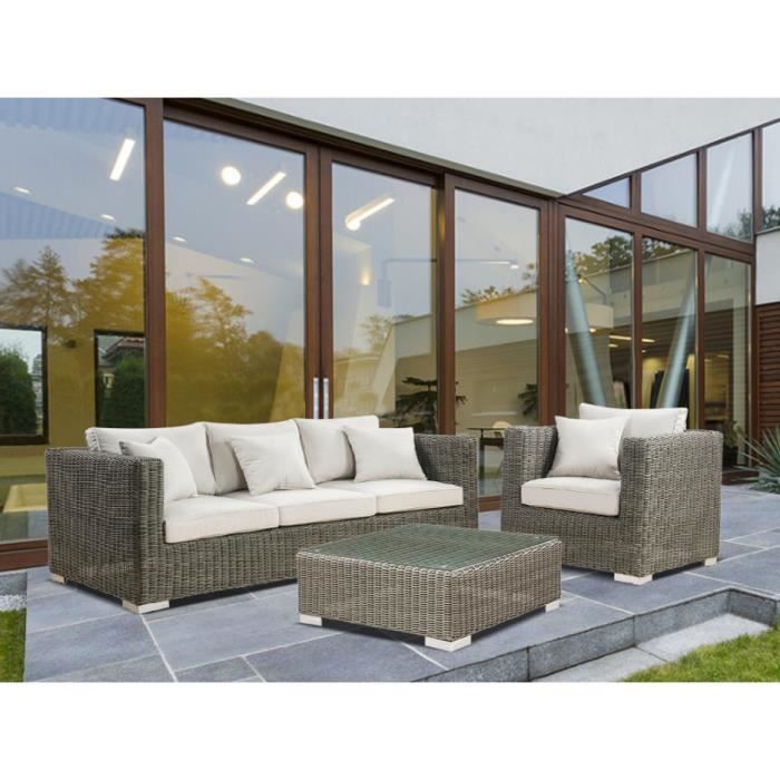 Salon De Jardin Patacho En Resine Tressee Beige Un Canape 3