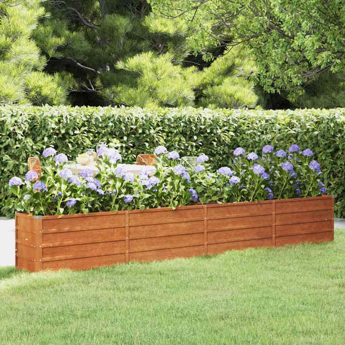 vidaXL Lit Surélevé de Jardin Jardinière Support pour Plantes Bac à Fleurs Pot de Fleurs Balcon Patio Extérieur Rouillé 151956
