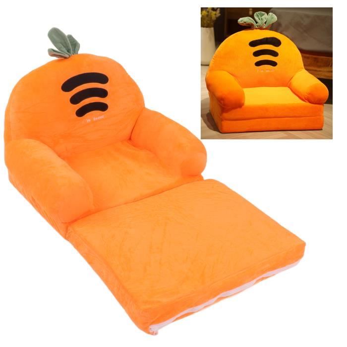 Canapé Lit Pliable Enfant En Peluche - 2 En 1, Dimensions 50x37x50 Cm, Jaune, Design Dessin Animé, Pour Sieste Et Jeu