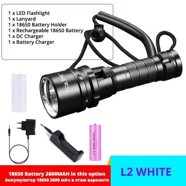 Torche Plongée L2 LED Léger Imperméable 50M Profond