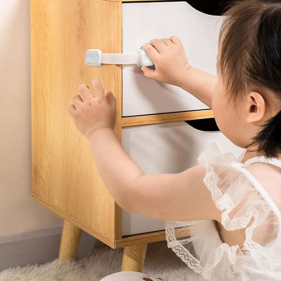 10 Serrures De Sécurité Enfants - Pour Tiroirs Et Portes D'Armoires - Adhésives, Rotatives 360°, Rose Et Bleu