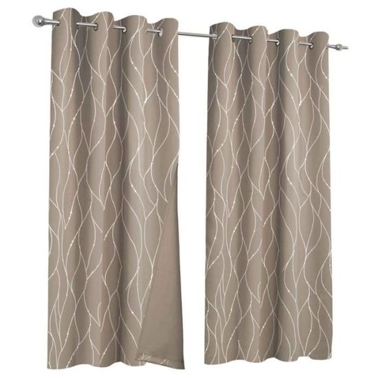 TOPICK Lot De 2 Rideaux Cuisine 90 X 60 Cm (L X H) Taupe Semi-Transparent Filtrage De La Lumière Rideau Fenetre Brise-Bise Courts Decoration Placard Salon Chambre