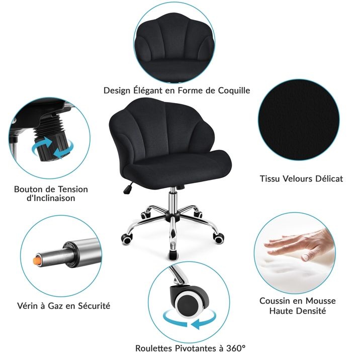 Chaise Bureau Ergonomique Yaheetech | Dossier Maille Respirant | Réglable Hauteur | 136kg Capacity