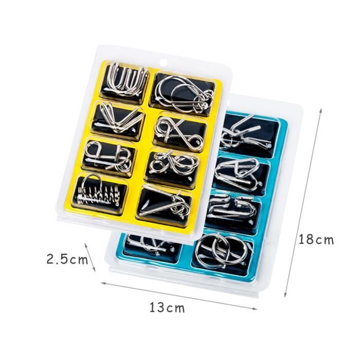 Casse-tête Métallique 24 Pièces – Anneaux éducatifs, Niveaux Variés, Argent, Cadeau Adulte/enfant, Jeu Société