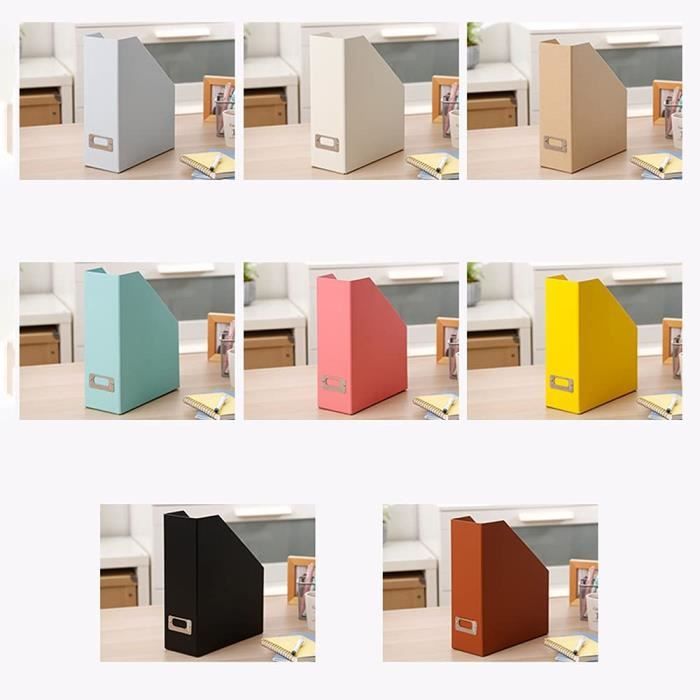 Porte-revues En Plastique HAIYUU - 4 Compartiments - Rangement Bureau A4, Magazines, Cahiers - Noir/Bleu/Beige