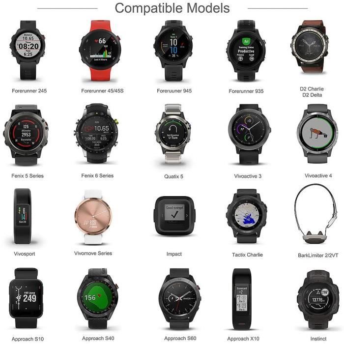 Chargeur Garmin Fenix 5 5S 5X 6 6S 6X Forerunner 935 945 45 245 Approach S10 S40 S60 Quatix 5 Vivoactive 3 4 Vivomove 3 Vivosport