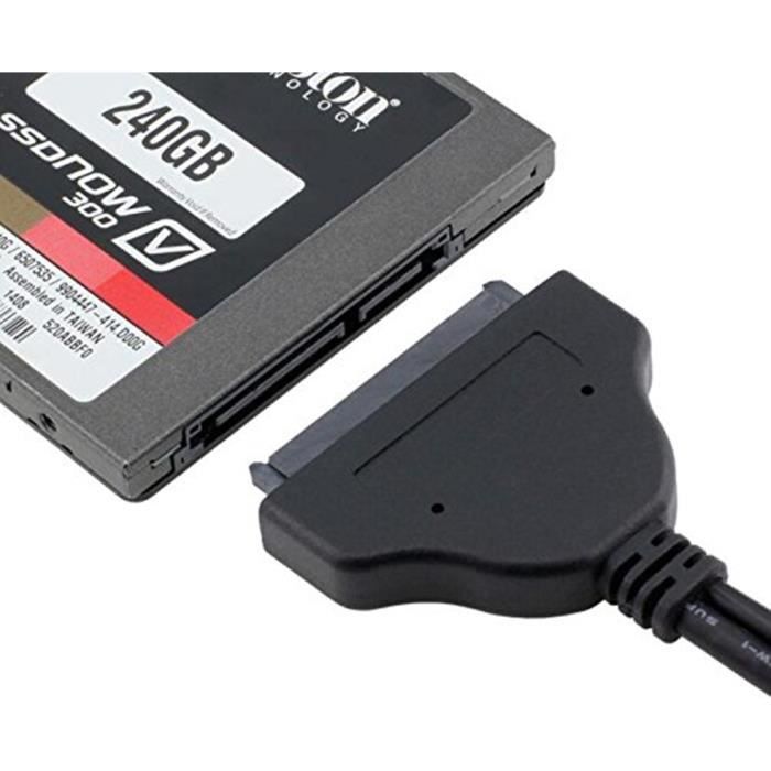 Câble adaptateur de disque dur USB 3.0 SATA III vers USB 3.0 pour disque dur  UASP, câble adaptateur de disque dur SSD 2,5/1,8/2,5/3,5, compatible  UASP avec alimentation DC 12V (Cable+Charger) : 