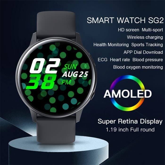 LEMFO SG2 Full Touch Amoled 390 390 HD cran ECG Montre