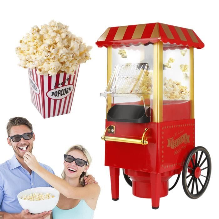 Edihome - Machine à Popcorn à Air Chaud 1200W - Prêt En 2-3 Min - Sans Huile - Couvercle Transparent - Rouge