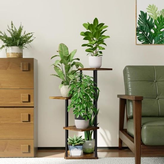 Support Pot De Fleurs Bamworld Réglable Pour Pots 20,3 à 30,5 Cm - Bambou Naturel Marron Rougeâtre