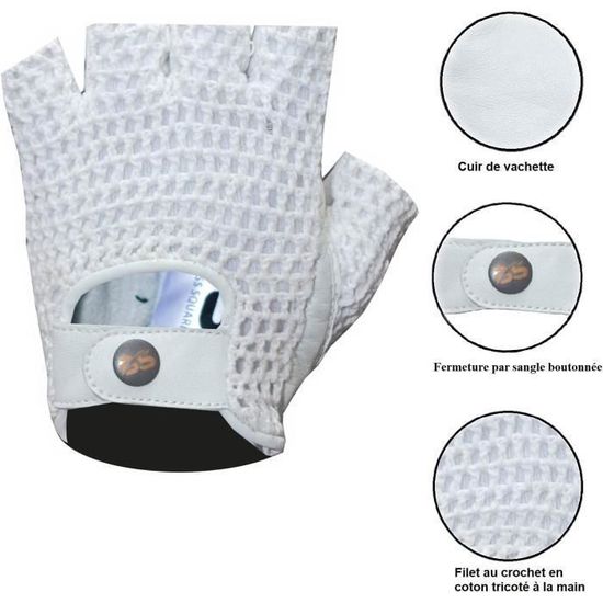 Gants Moto Cuir Sans Doigts - Style Rétro - Pour Homme - Conduite/cyclisme - Neuf Avec étiquettes