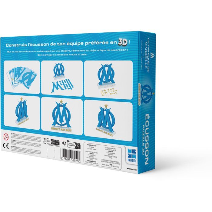 Megableu - Olympique de Marseille 3D Puzzle - Orange Velodrome Stadium - 70 Numbered Pieces - Integrated LED - Model Without Glue - Ages 7 and Above - Manual Football Activity - Official Version