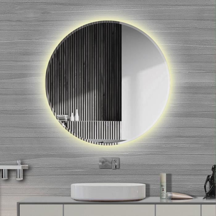 Miroir LED Salle De Bain Rond 60 Cm Avec Éclairage Et Anti-buée - Éclairage Réglable