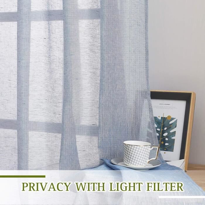 Lot 2 Rideaux Voilage Blanc Transparent 100x200 Cm – Passe Tringle, Lumière Douce, Décoration Salon Chambre Cuisine