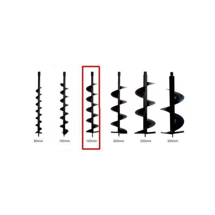 Tarière Terre Ø150 Mm 80 Cm – Foret Perceuse SDS Plus – Idéal Plantation Arbres, Puits & Trou De Clôture – QWORK Robuste