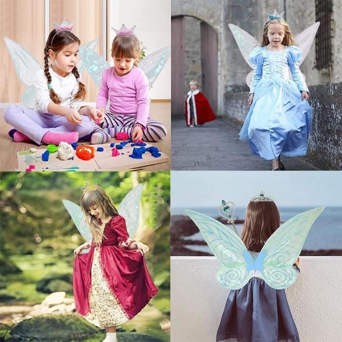 Déguisement robe princesse bleu et ailes de papillon 3-4ans - 4