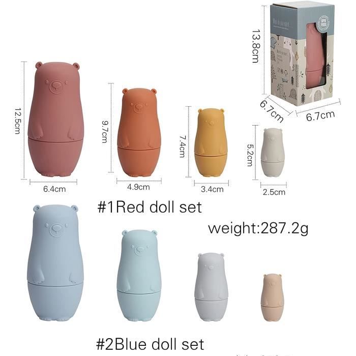 Home Poupées Gigognes Matriochka Silicone Dessin Animé Mignon Animaux Russe Empilable Poupées
