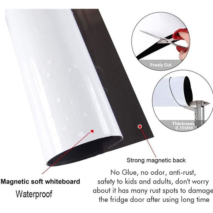Tableau blanc magnétique flexible effaçable à sec Villexun Tableau notes  mémo aimanté pour réfrigérateur (a3) : : Fournitures de bureau