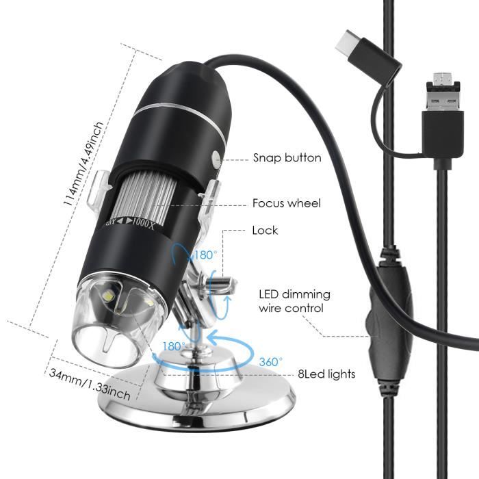 501000X Zoom USB Microscope Numérique 8LED Endoscope, Microscope