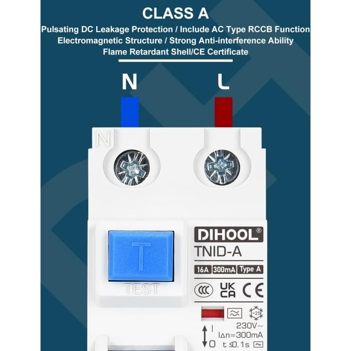 U412 Disjoncteur Différentiel Rcd Type A Fi Interrupteur Fi Din 2 Pôles 16 A ...