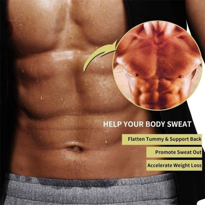 GILET ZIPPÉ SUDATION Homme Fitness Débardeur Minceur Sport Sauna T-Shirt Veste EUR 23,60 - FR