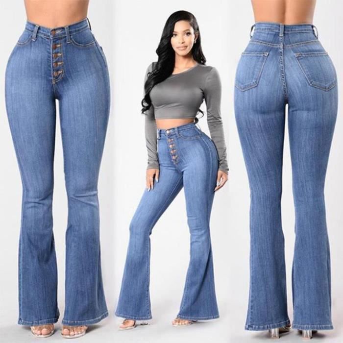Pantalon Jean à Jambes Larges Pour Fille - Taille Haute Élastiquée - Coupe Décontractée - SweatyRocks (Taille 8-12 Ans)