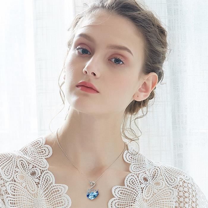 Collier femme 2020 nouveau pendentif en cristal chaine de la clavicule argent sterling 925 cygne personnalite bijoux femme bleu argent Achat Vente sautoir et collier Collier femme 2020 nouveau pendent...