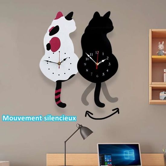 Horloge Chat Décorative à Queue Mobile Pour Maison
