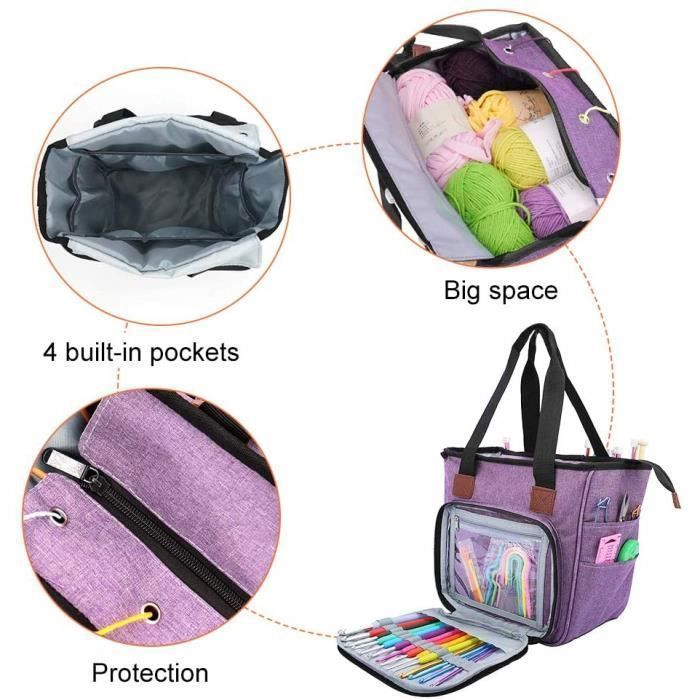 Sac Organisateur Pour Laine à Tricoter - Avec œillets Pour Fils - Tissu Oxford Imperméable - Portable Pour Projets Extérieurs
